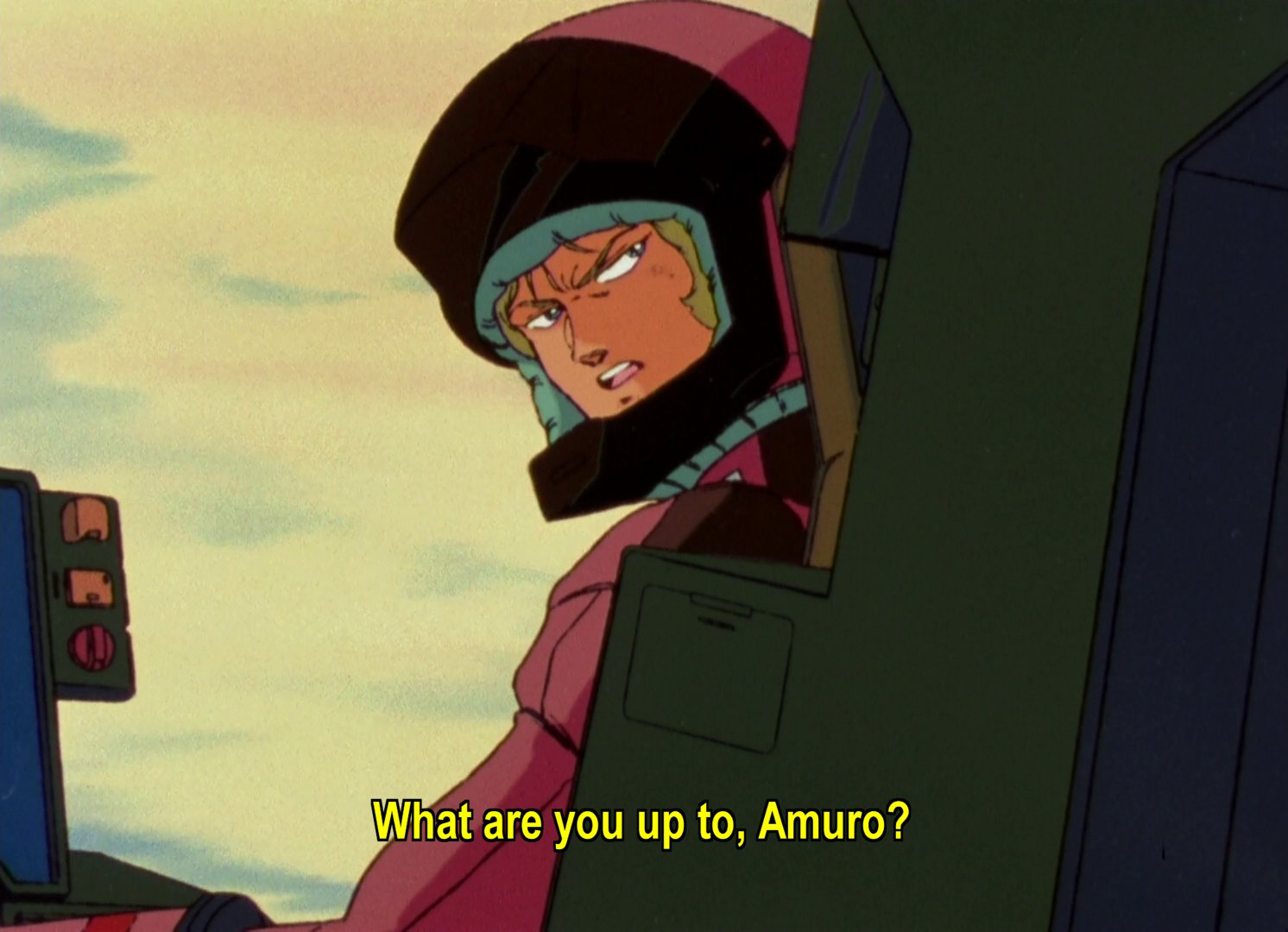 Lt Quattro in his Gundam, looking back: What areyou up to, Amuro?